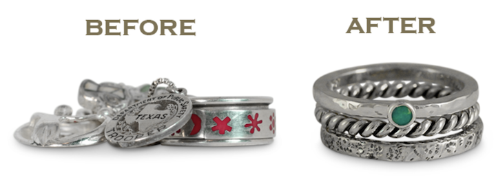 We can repurpose your silver jewelry into a brand new design.